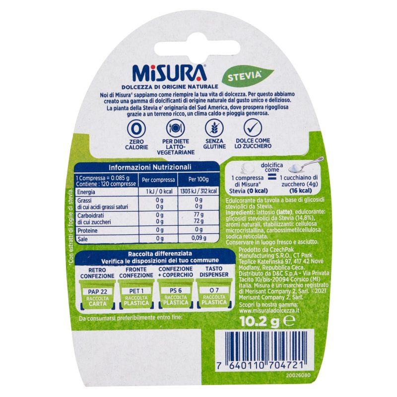 Misura Stevia* 120 compresse 10,2 g