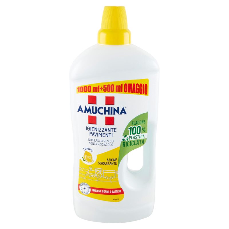 Amuchina Igienizzante Pavimenti Limone Azione Sgrassante 1000 + 500 ml