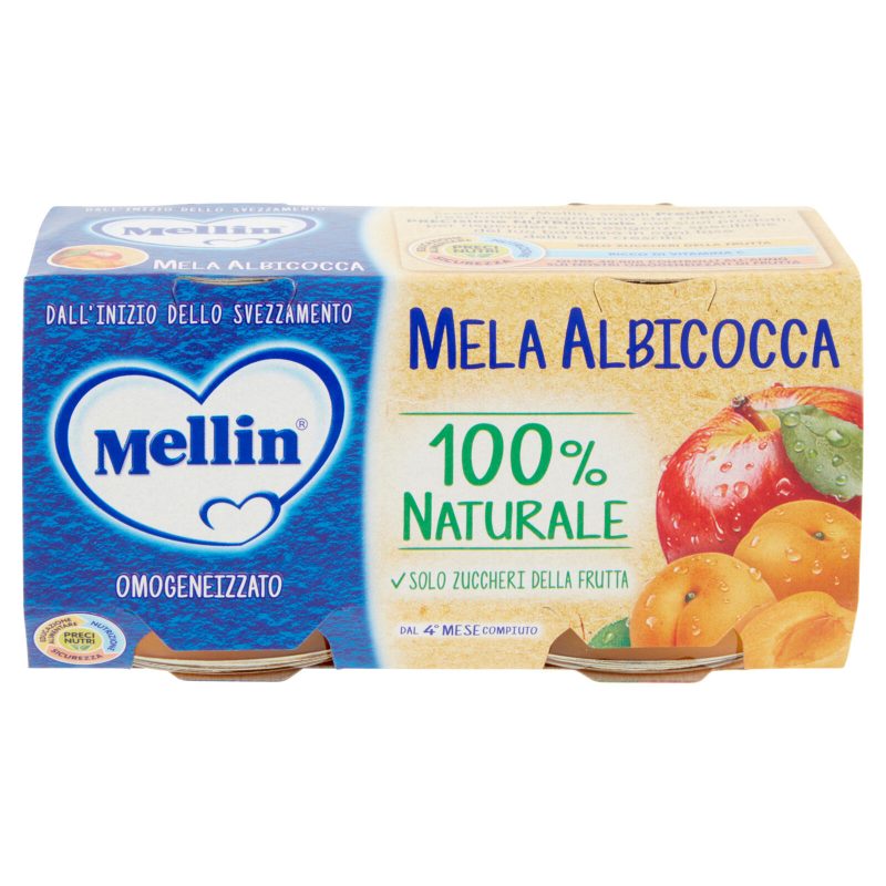 Mellin Mela Albicocca 100% Naturale Omogeneizzato 2 x 100 g