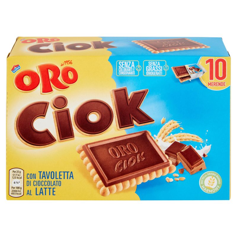 Oro Ciok biscotto con tavoletta di cioccolato al latte - 10 x 25 g