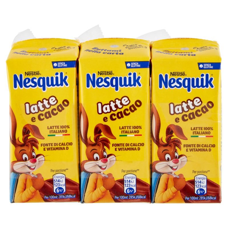 Nesquik Pronto da Bere Bevanda a base di Latte e Cacao Solubile 3x180 ml