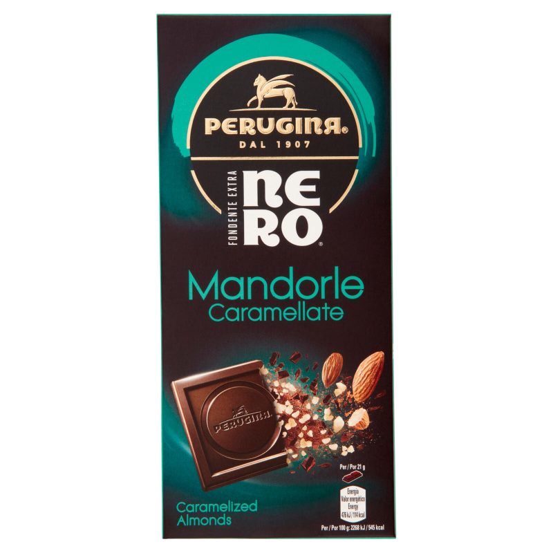 PERUGINA NERO Fondente Extra Mandorle Caramellate Tavoletta Cioccolato Fondente 85g