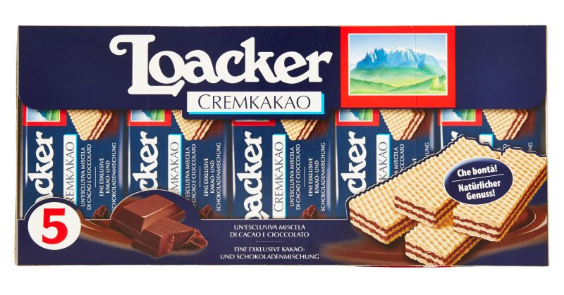 Loacker Classic Cremkakao Wafer con crema al Cioccolato e Cacao Nobile dell'Ecuador Wafers 45gx5