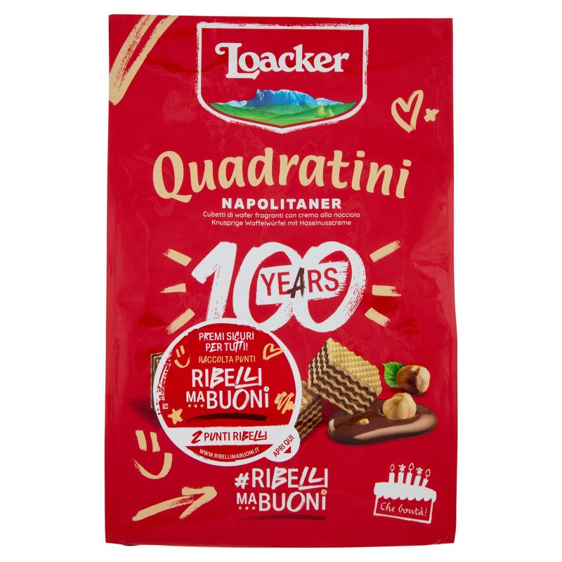 Loacker Quadratini Napolitaner Wafer con crema alle Nocciole 100% Italiane Wafers 
250 g