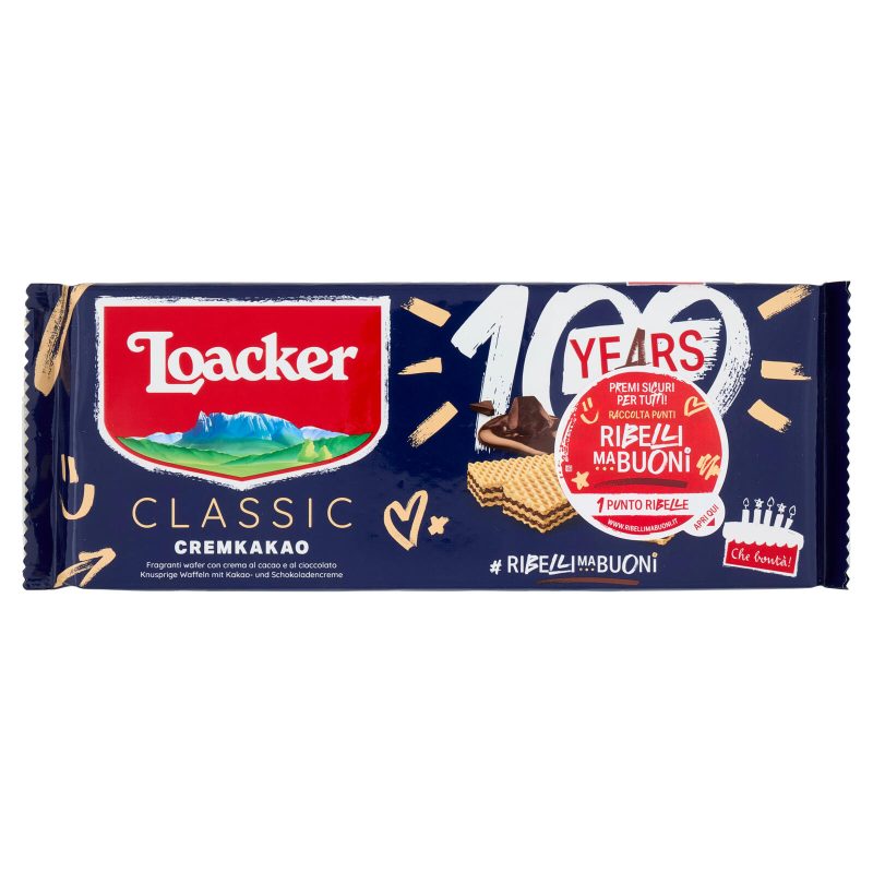 Loacker Classic Cremkakao Wafer con crema al Cioccolato e Cacao Nobile dell'Ecuador Wafers 175g