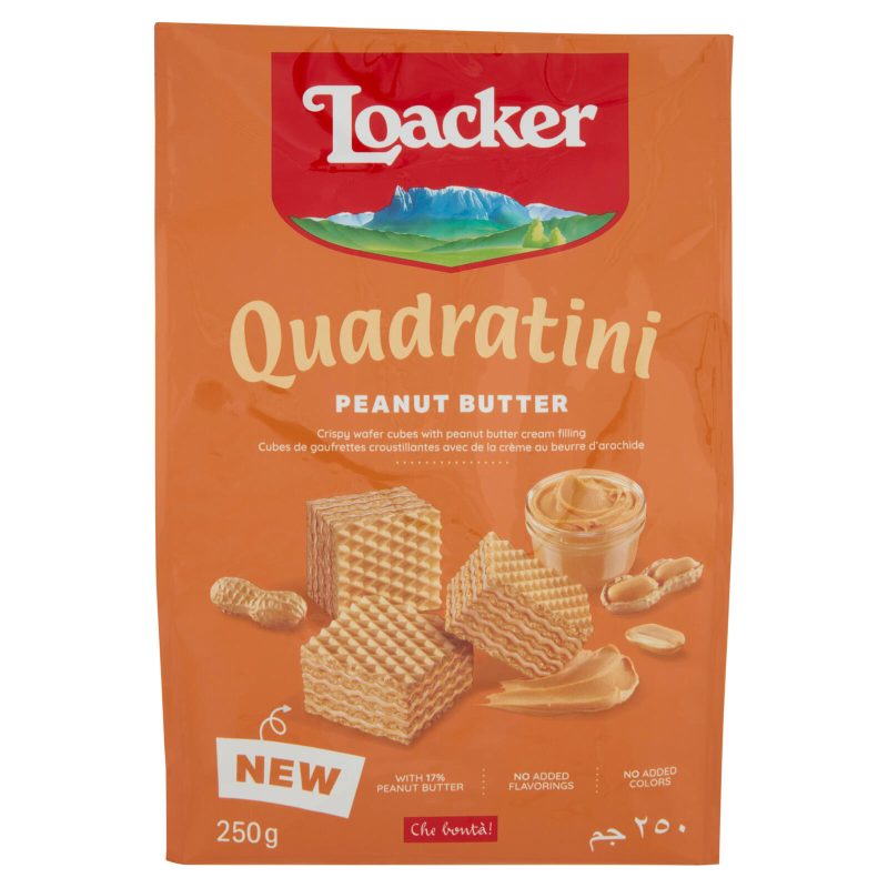 Loacker Quadratini Peanut Butter Wafer con crema al burro di arachidi Wafers 250g