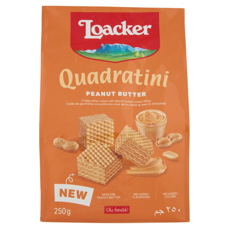 Loacker Quadratini Peanut Butter Wafer con crema al burro di arachidi Wafers 250g