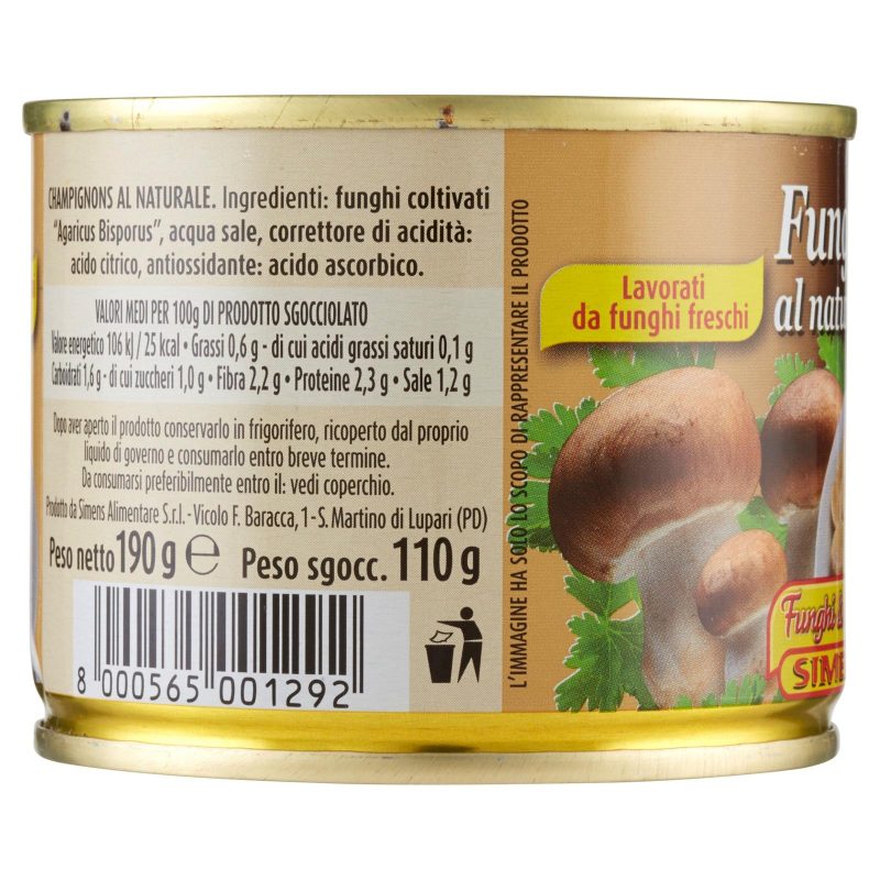 Simens Funghi & Sapori Funghi al naturale 190 g