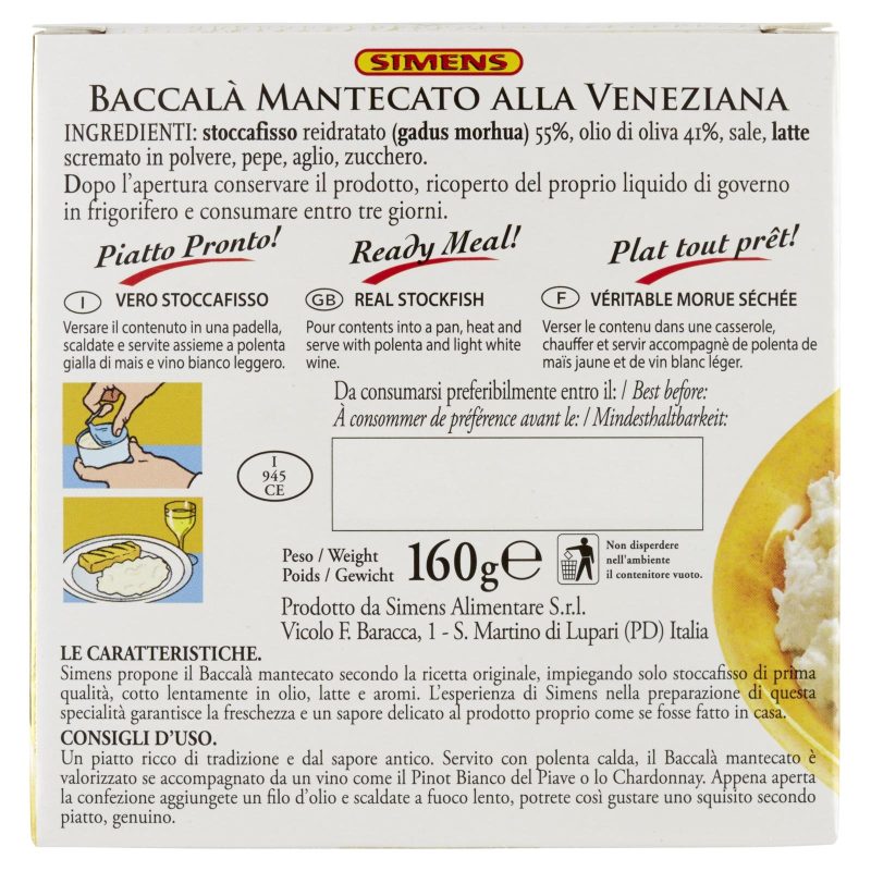 Simens Baccalà mantecato alla veneziana 160 g