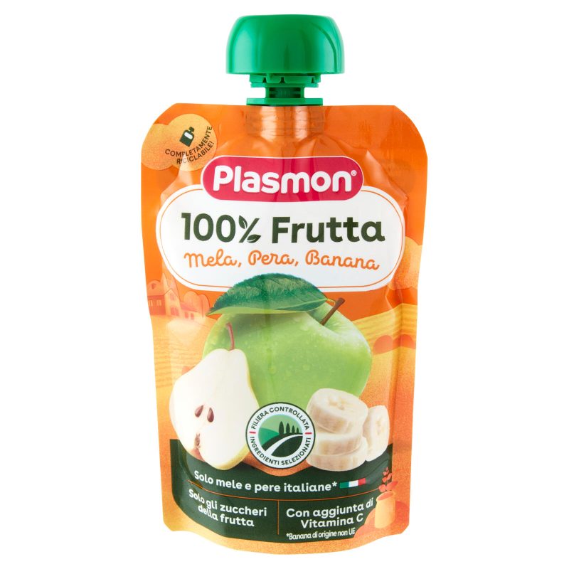 Plasmon 100% Frutta Mela, Pera, Banana 100 g