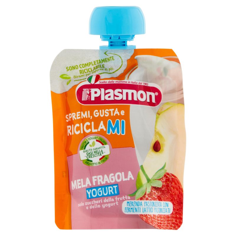 Plasmon Spremi, Gusta e Riciclami Mela Fragola Yogurt 85 g