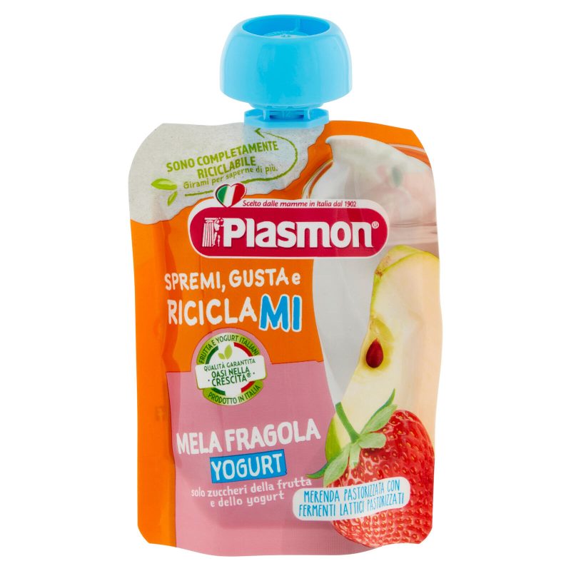 Plasmon Spremi, Gusta e Riciclami Mela Fragola Yogurt 85 g