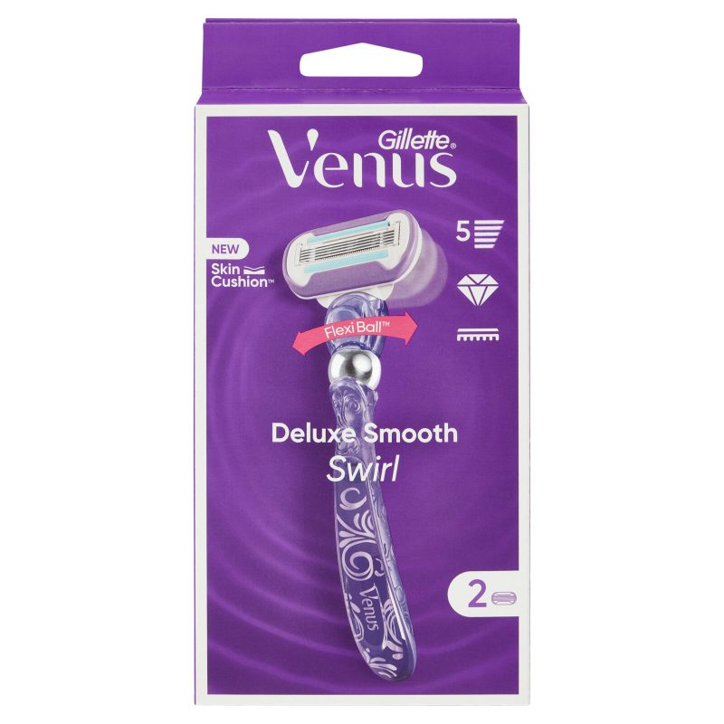 Gillette Venus Rasoio Donna Deluxe Smooth Swirl a 5 Lame, 1 Manico + 2 Lamette Donna