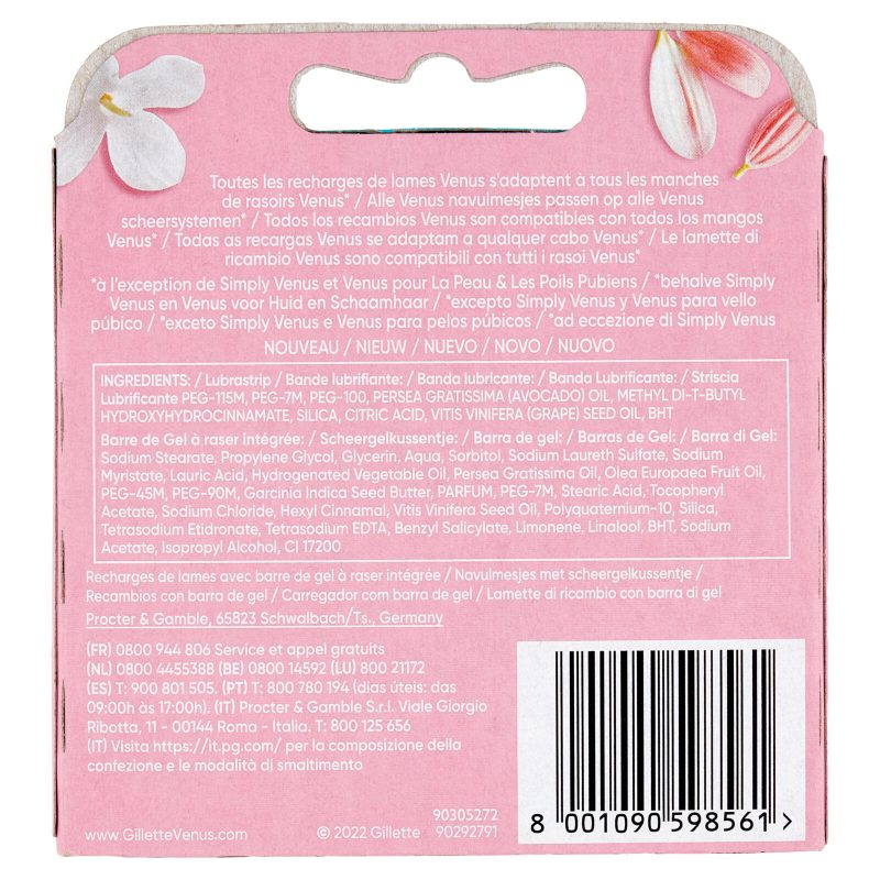 Gillette Venus Lamette Rasoi Donna Comfortglide Spa Breeze per Rasoio a 3 Lame, Confezione da 4