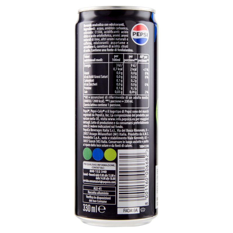 Pepsi Zero Zucchero Gusto Lime 330 ml