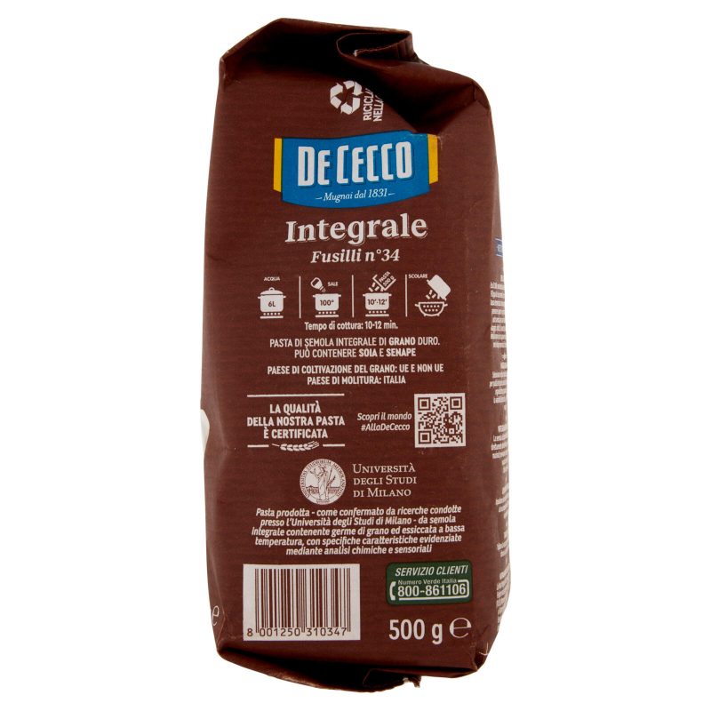 Pasta De Cecco Integrale Fusilli n°34 
500 g