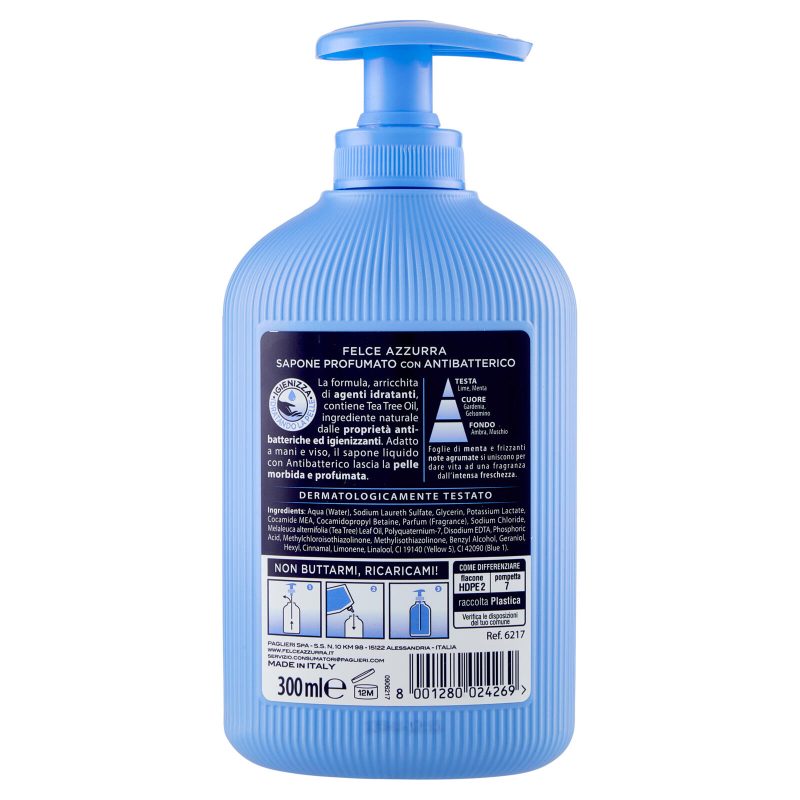 Felce Azzurra con Antibatterico menta e lime Sapone Profumato 300 ml