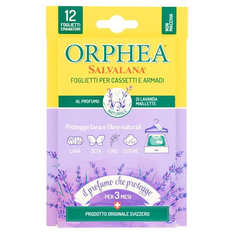 Orphea Salvalana Foglietti per Cassetti e Armadi al Profumo di Lavanda Maillette 12 pz