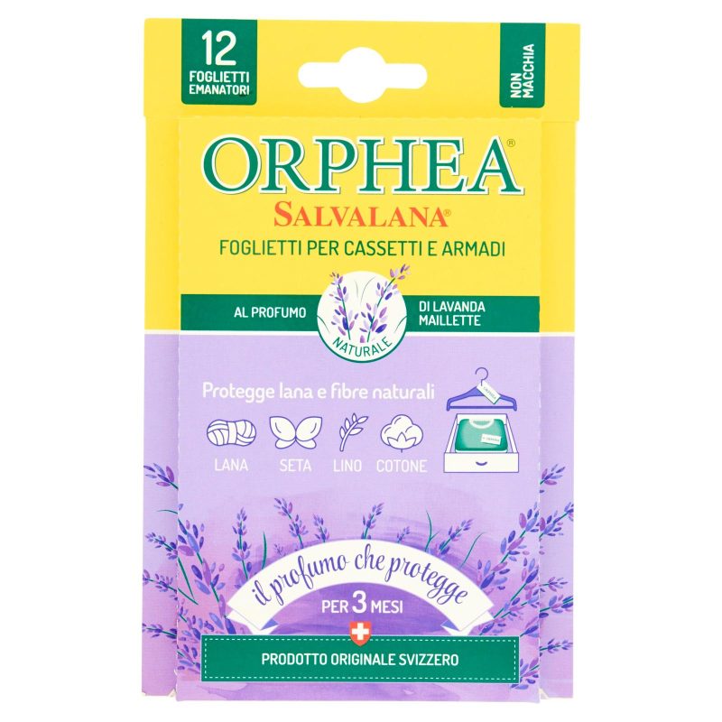 Orphea Salvalana Foglietti per Cassetti e Armadi al Profumo di Lavanda Maillette 12 pz