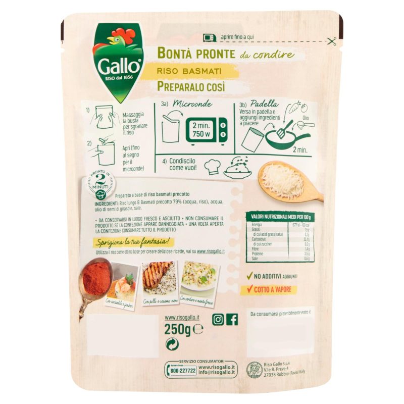 Gallo Bontà Pronte da condire Riso Basmati 250 g