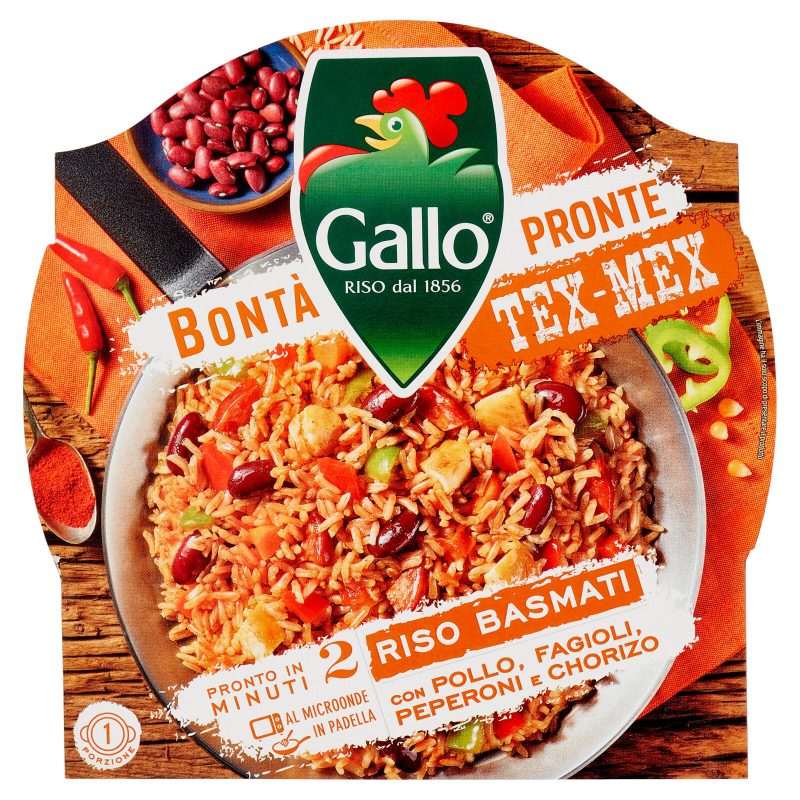 Gallo Bontà Pronte Tex-Mex Riso Basmati con Pollo, Fagioli, Peperoni e Chorizo 220 g