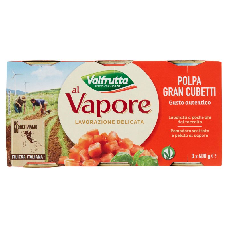 Valfrutta al Vapore Polpa Gran Cubetti 3 x 400 g