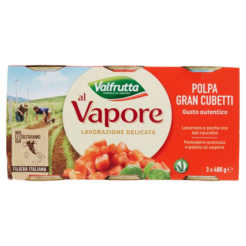 Valfrutta al Vapore Polpa Gran Cubetti 3 x 400 g