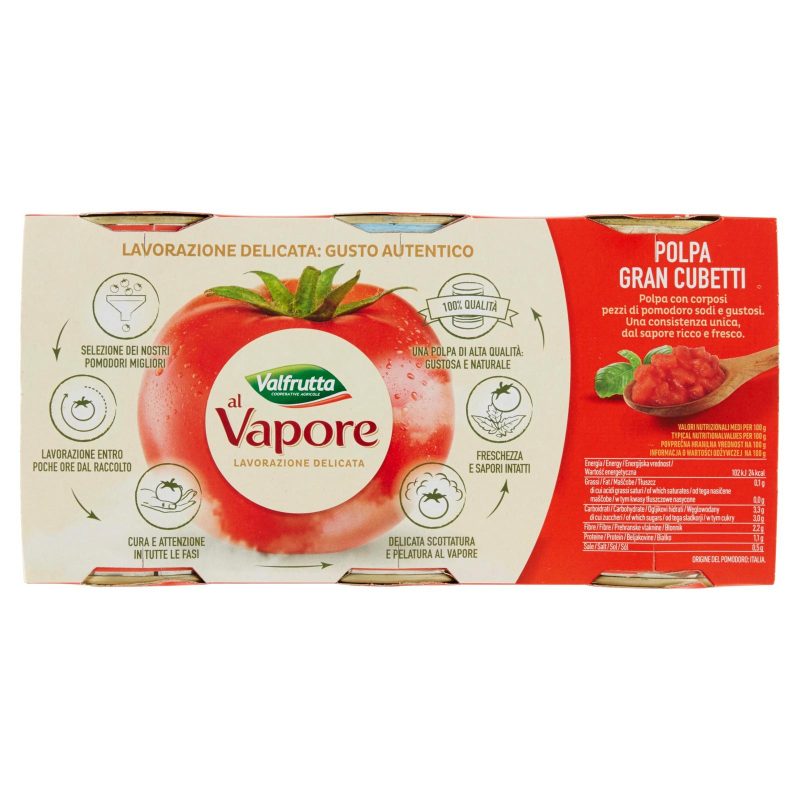 Valfrutta al Vapore Polpa Gran Cubetti 3 x 400 g