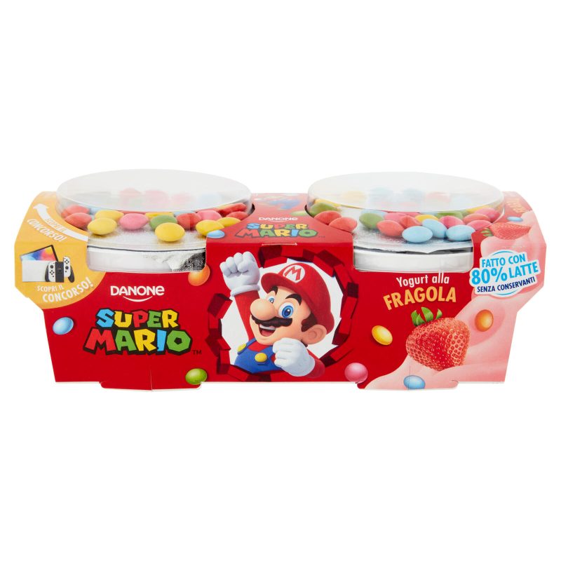 Danone Super Mario, Yogurt gusto Fragola con Confettini 2x110 g