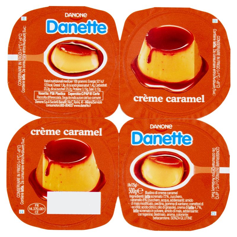 Danette, dessert gusto crème caramel, Senza Glutine, 4x125g