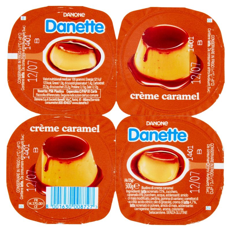 Danette, dessert gusto crème caramel, Senza Glutine, 4x125g