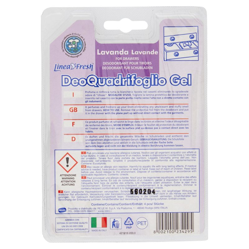 Relevi Linea Fresh DeoQuadrifoglio Gel Lavanda 4 pz