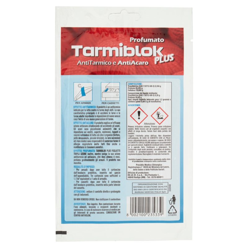 Relevi Tarmiblock Plus AntiTarmico e AntiAcaro Profumato Fiori Bianchi 12+4 gratis Foglietti