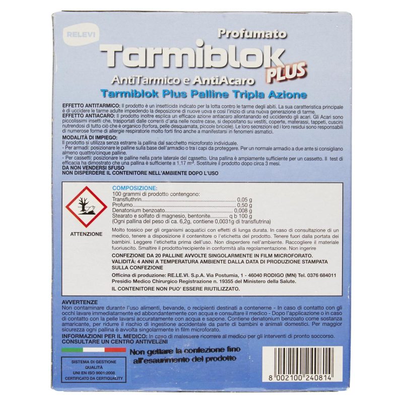 Relevi Tarmiblok Plus Profumato 20 Palline