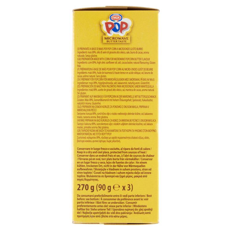 Pata Pop Microwave Butter Taste 3 x 90 g