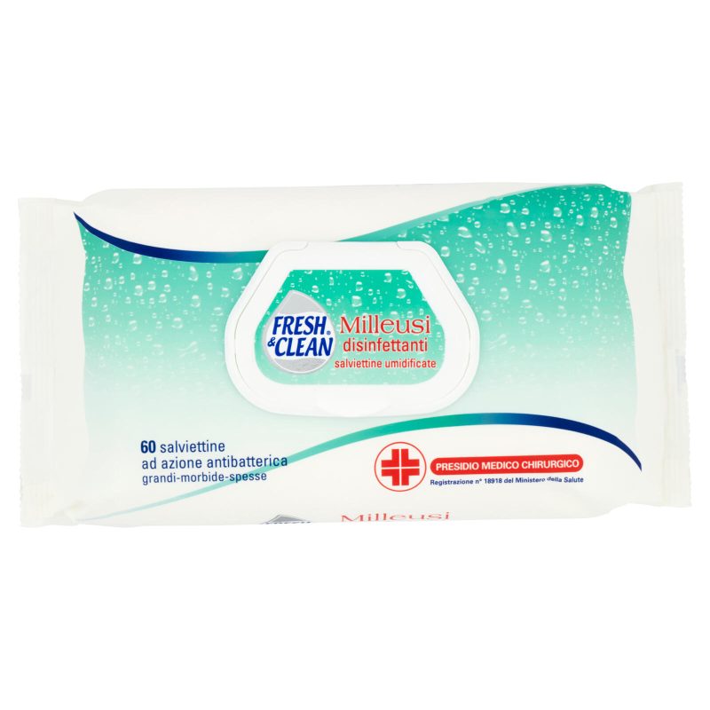 Fresh & Clean Milleusi disinfettanti salviettine umidificate 60 pz