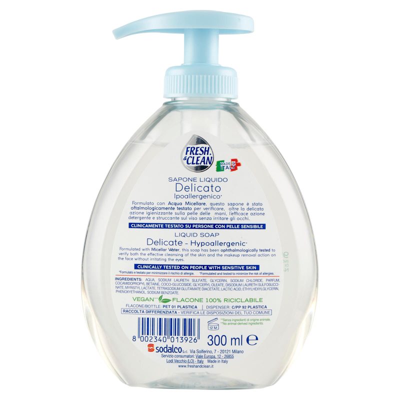 Fresh & Clean Sapone Liquido Delicato con Acqua Micellare 300 ml