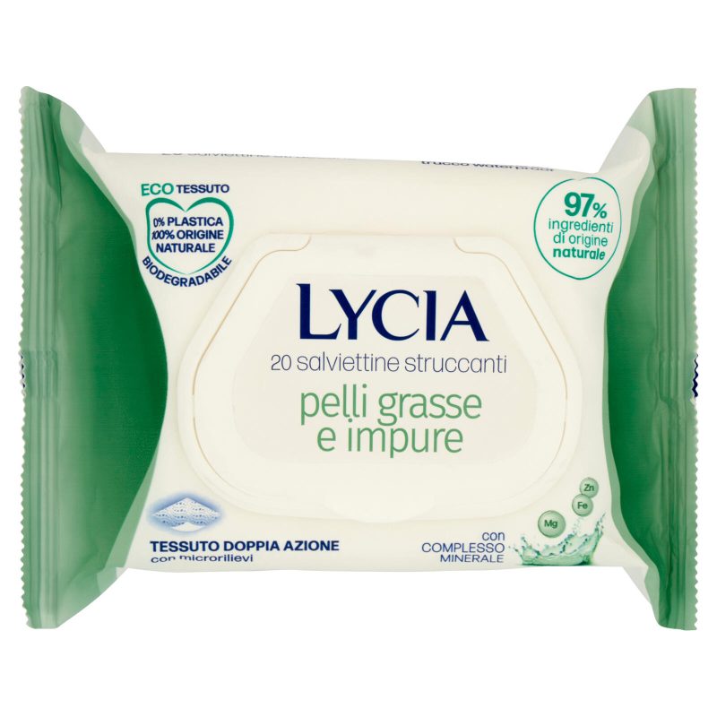 Lycia salviettine struccanti pelli grasse e impure con Complesso Minerale 20 pz