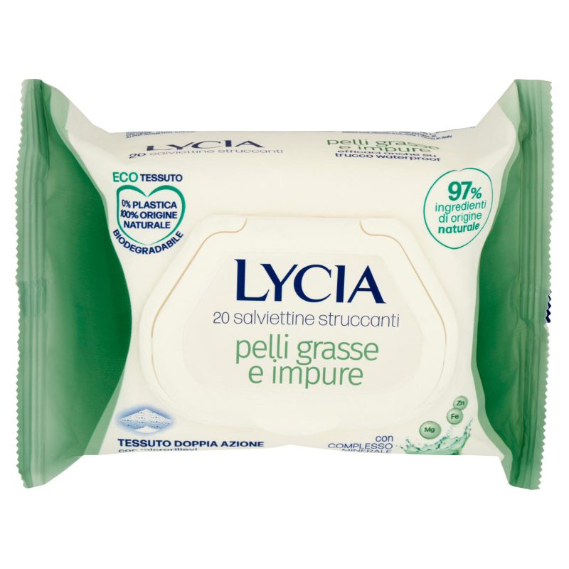 Lycia salviettine struccanti pelli grasse e impure con Complesso Minerale 20 pz