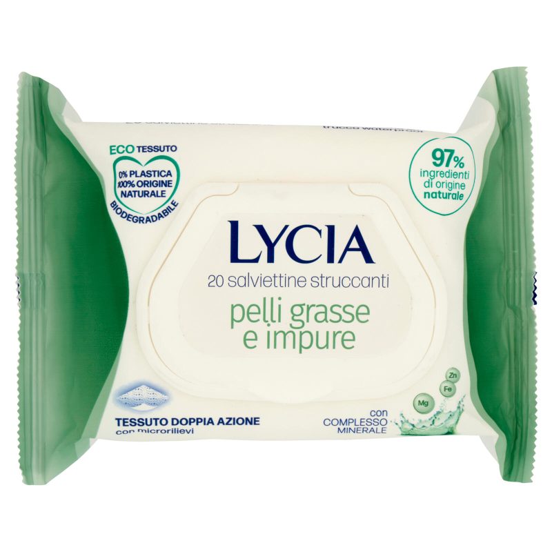 Lycia salviettine struccanti pelli grasse e impure con Complesso Minerale 20 pz