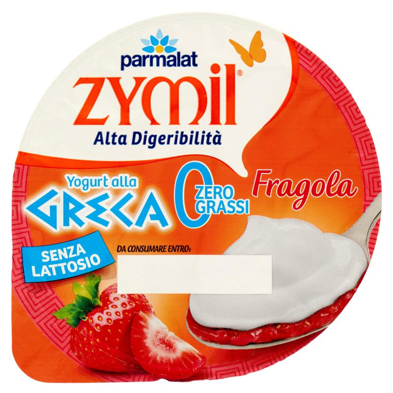 ZYMIL Alta Digeribilità Senza Lattosio Yogurt alla Greca Zero Grassi Fragola 150 g