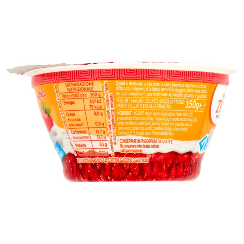 ZYMIL Alta Digeribilità Senza Lattosio Yogurt alla Greca Zero Grassi Fragola 150 g