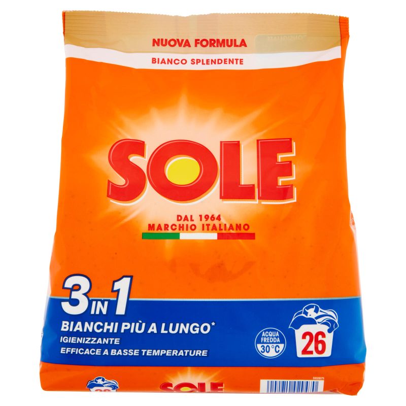 Sole Polvere lavatrice Bianco Splendente 26 lavaggi 1,3 kg