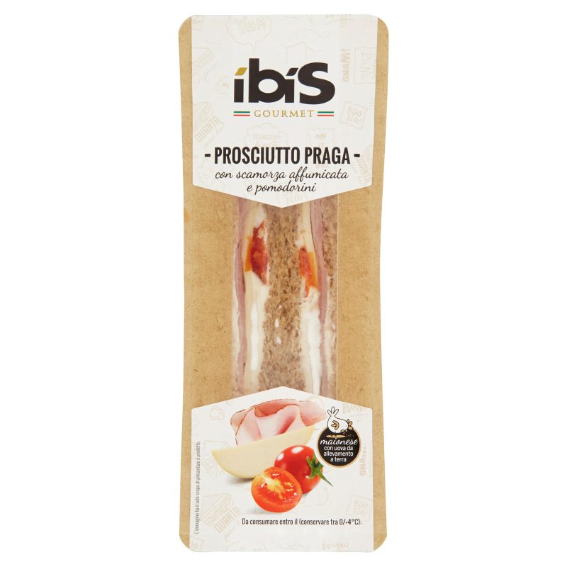 Tramezzini Ibis Gourmet Prosciutto Praga con scamorza affumicata e pomodorini 170 g