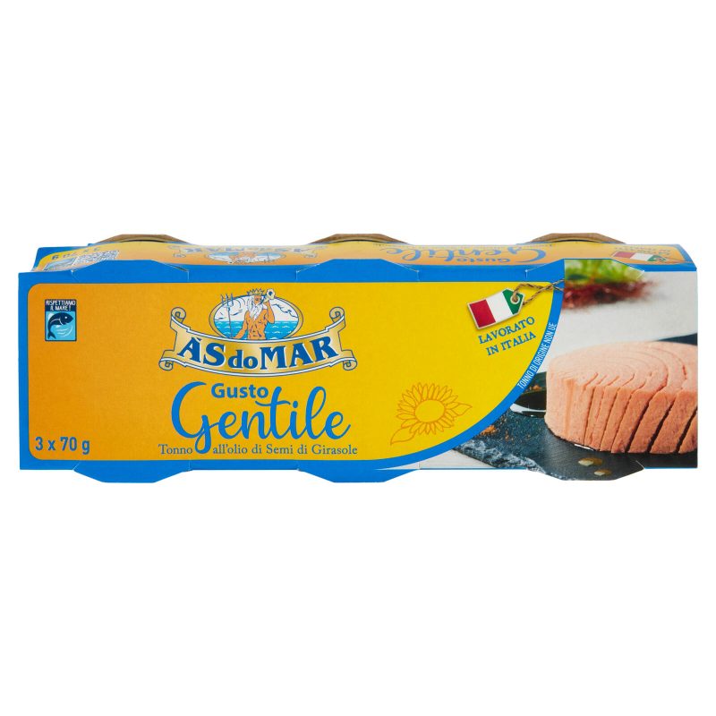 Asdomar Gusto Gentile Tonno all'olio di Semi di Girasole 3 x 70 g