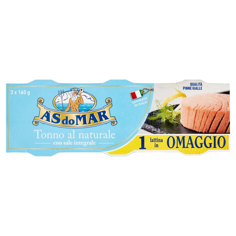 Asdomar Tonno al naturale con sale integrale 3 x 160 g