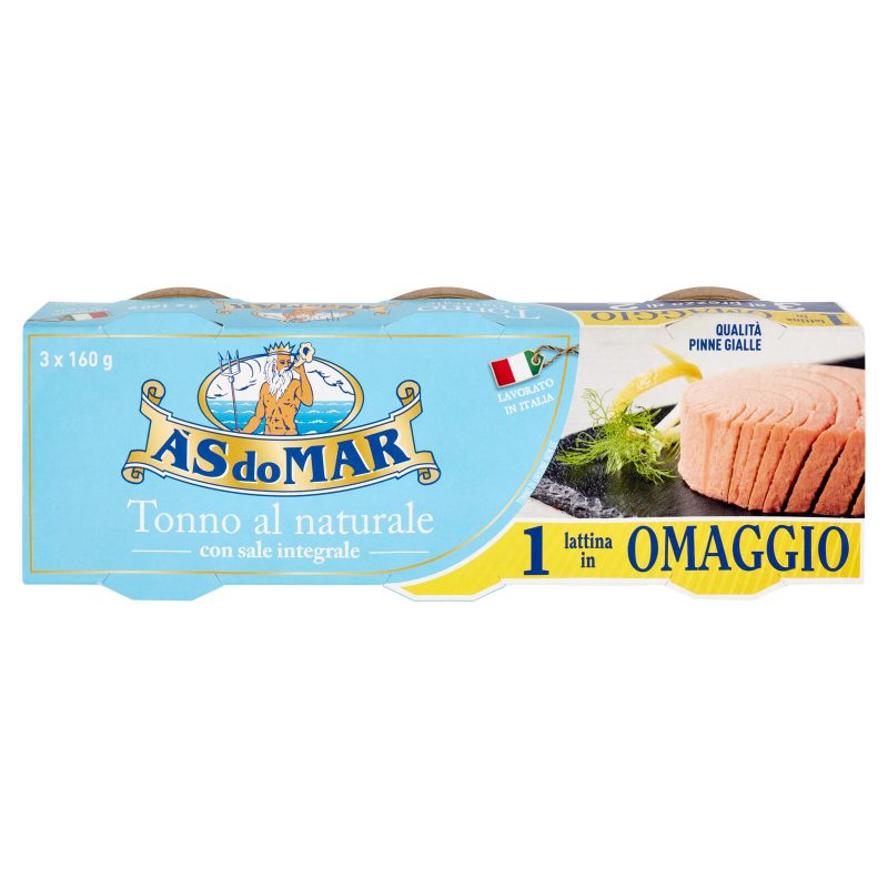 Asdomar Tonno al naturale con sale integrale 3 x 160 g