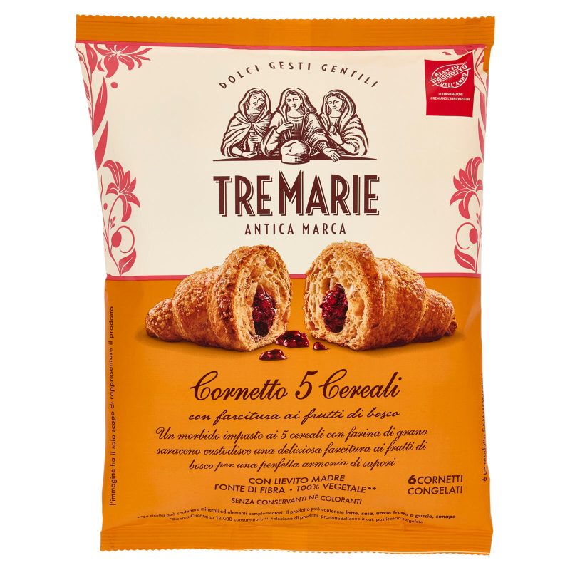 Tre Marie Cornetto 5 Cereali con farcitura ai frutti di bosco 
6 x 65 g