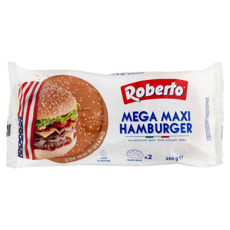 Roberto Mega Maxi Hamburger con Semi di Sesamo 2 Panini 250 g