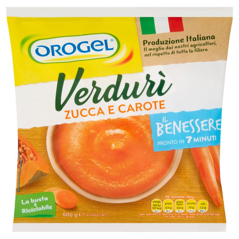 Orogel il Benessere Verdurì Zucca e Carote Surgelati 600 g